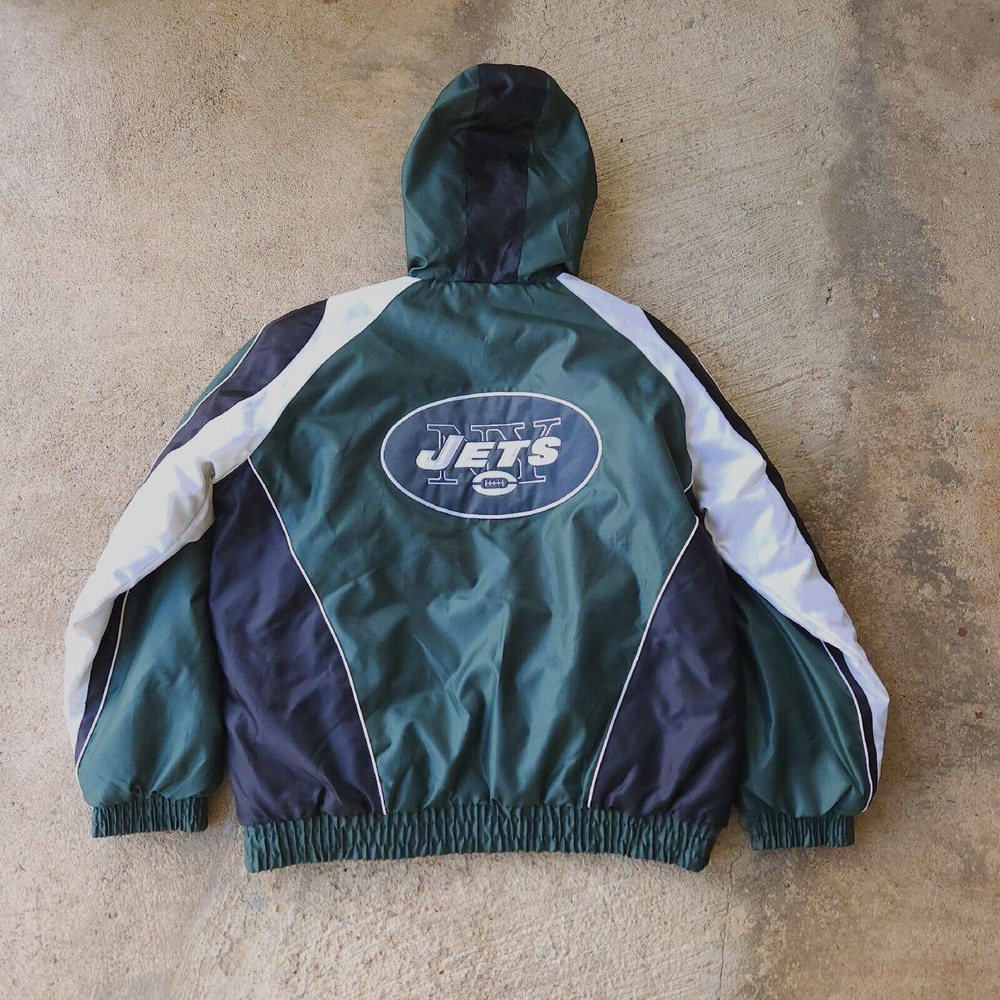NY New York JETS NFL Oversized Green Zip Up Hoodie On Field Jacket Coat Size XL - Picture 2 of 16